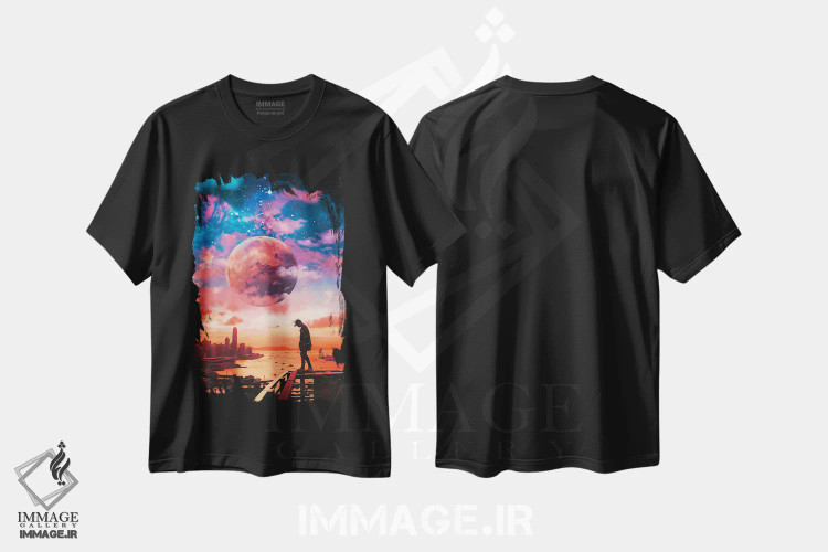 تیشرت مشکی طرح دار – تیشرت سایبرپانک ,تنها اثر ماریشا بکر immage.ir