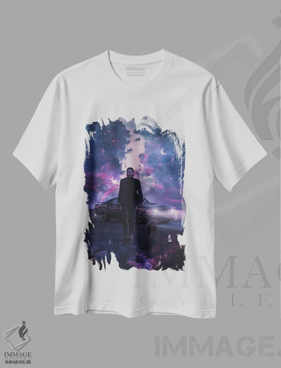 تیشرت سفید طرح دار – تیشرت سایبرپانک ,جان ویک اثر ماریشا بکر immage.ir