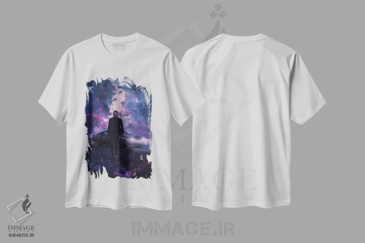 تیشرت سفید طرح دار – تیشرت سایبرپانک ,جان ویک اثر ماریشا بکر immage.ir