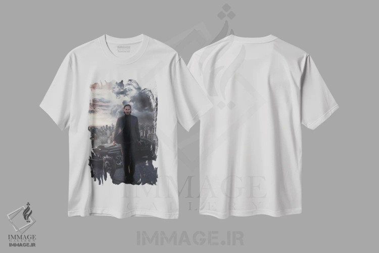 تیشرت سفید طرح دار – تیشرت سینمایی ,جان ویک اثر ماریشا بکر فروشگاه ایماژ