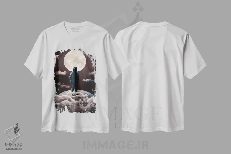 تیشرت سفید طرح دار – تیشرت فانتزی ,مهتاب اثر ماریشا بکر فروشگاه ایماژ