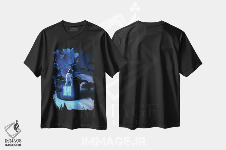 تیشرت مشکی طرح دار – تیشرت فضایی ,هرگز سازش نکن اثر ماریشا بکر فروشگاه ایماژ