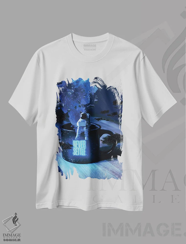 تیشرت سفید طرح دار – تیشرت فضایی ,هرگز سازش نکن اثر ماریشا بکر immage.ir