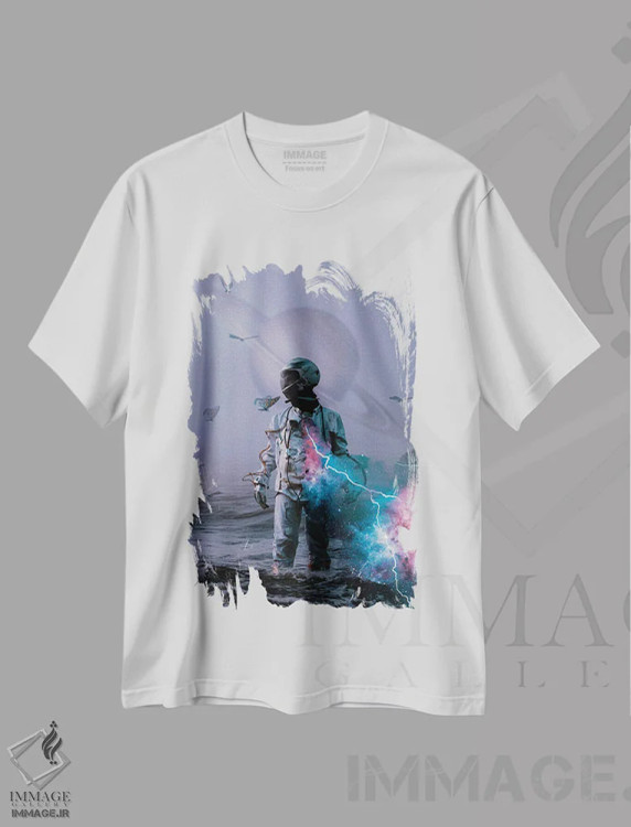 تیشرت سفید طرح دار – تیشرت سایبرپانک ,همدستی فضایی اثر ماریشا بکر immage.ir