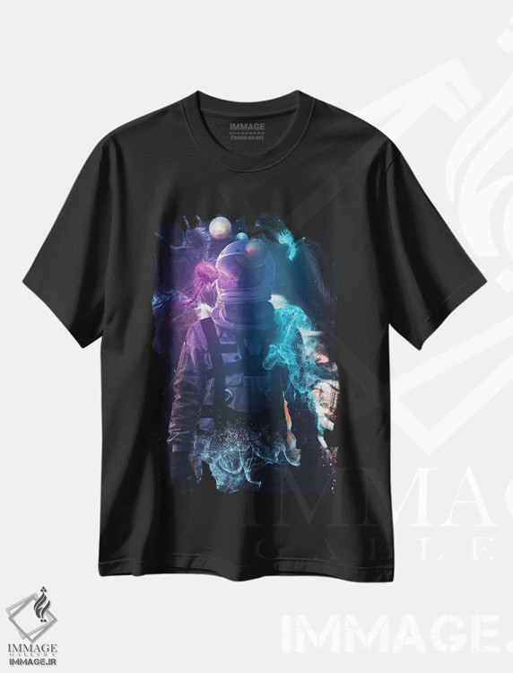 تیشرت مشکی طرح دار – تیشرت فضایی ,جهان فضایی اثر ماریشا بکر فروشگاه ایماژ