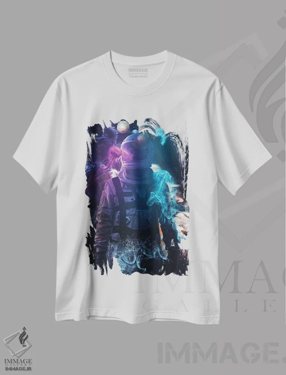 تیشرت سفید طرح دار – تیشرت فضایی ,جهان فضایی اثر ماریشا بکر immage.ir
