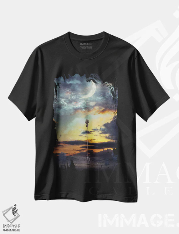 تیشرت مشکی طرح دار – تیشرت فضانوردی ,صعود اثر ماریشا بکر فروشگاه ایماژ
