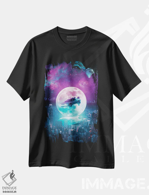 تیشرت مشکی طرح دار – تیشرت سایبرپانک ,بازگشت به آینده اثر ماریشا بکر immage.ir