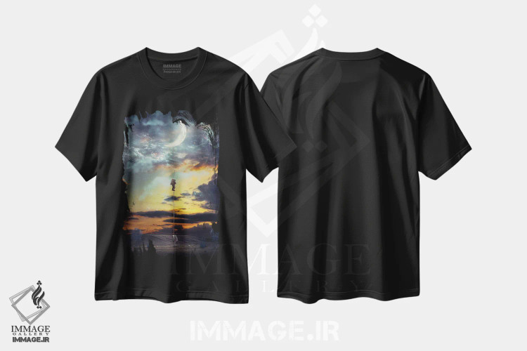 تیشرت مشکی طرح دار – تیشرت فضانوردی ,صعود اثر ماریشا بکر فروشگاه ایماژ