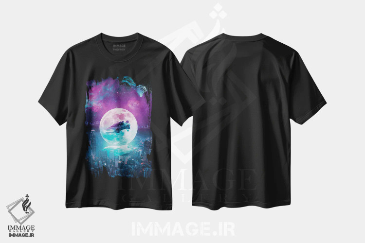 تیشرت مشکی طرح دار – تیشرت سایبرپانک ,بازگشت به آینده اثر ماریشا بکر immage.ir