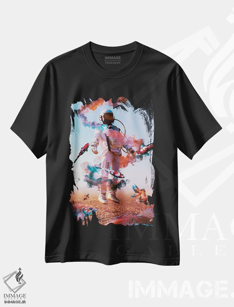 تیشرت مشکی طرح دار – تیشرت فضانوردی ,فضانوردان بیش از حد اثر ماریشا بکر immage.ir