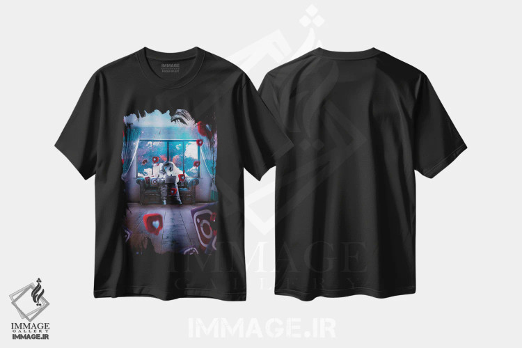 تیشرت مشکی طرح دار – تیشرت فضانوردی ,فضانوردان بیش از حد اثر ماریشا بکر فروشگاه ایماژ