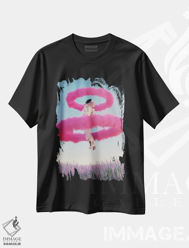 تیشرت مشکی طرح دار – تیشرت فانتزی ,ارتفاع اثر ماریشا بکر فروشگاه ایماژ
