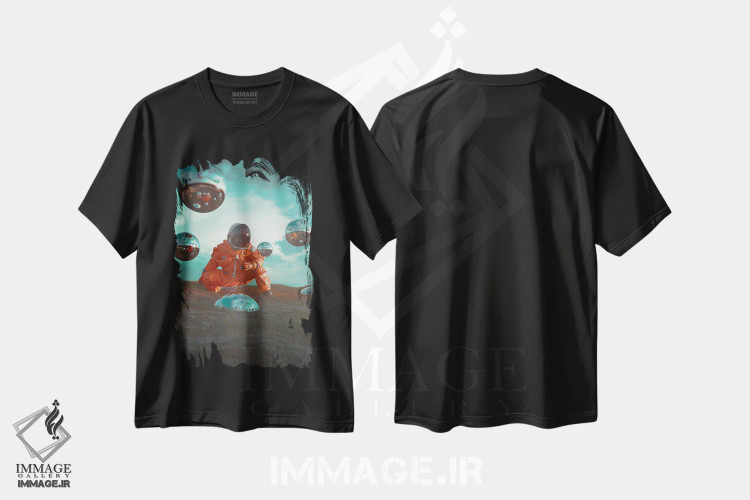 تیشرت مشکی طرح دار – تیشرت فانتزی ,انعکاس ها اثر ماریشا بکر فروشگاه ایماژ