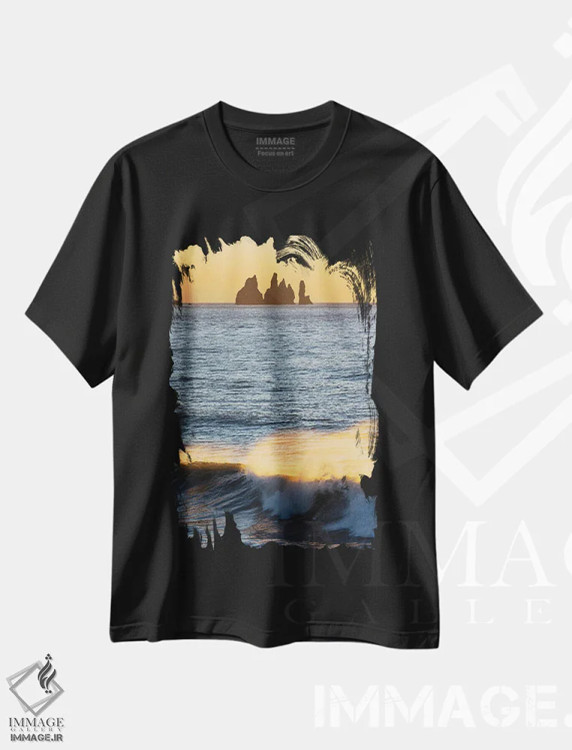 تیشرت مشکی طرح دار – تیشرت طبیعت ,نور غروب اثر مائورو باتیستلی فروشگاه ایماژ