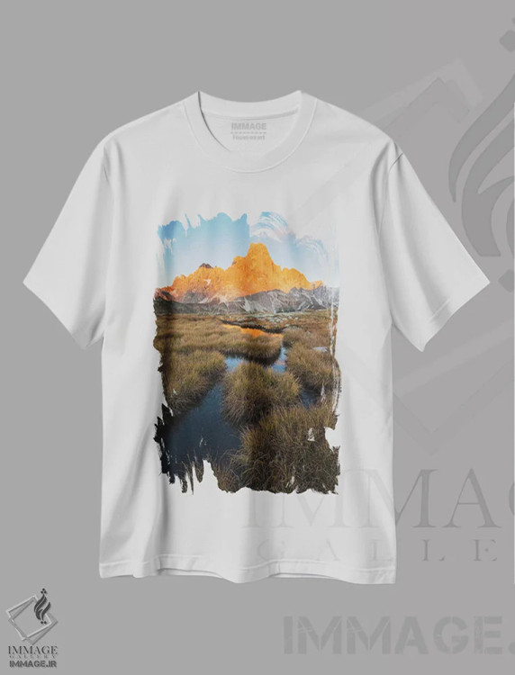 تیشرت سفید طرح دار – تیشرت طبیعت ,دولومیت ها اثر مائورو باتیستلی immage.ir