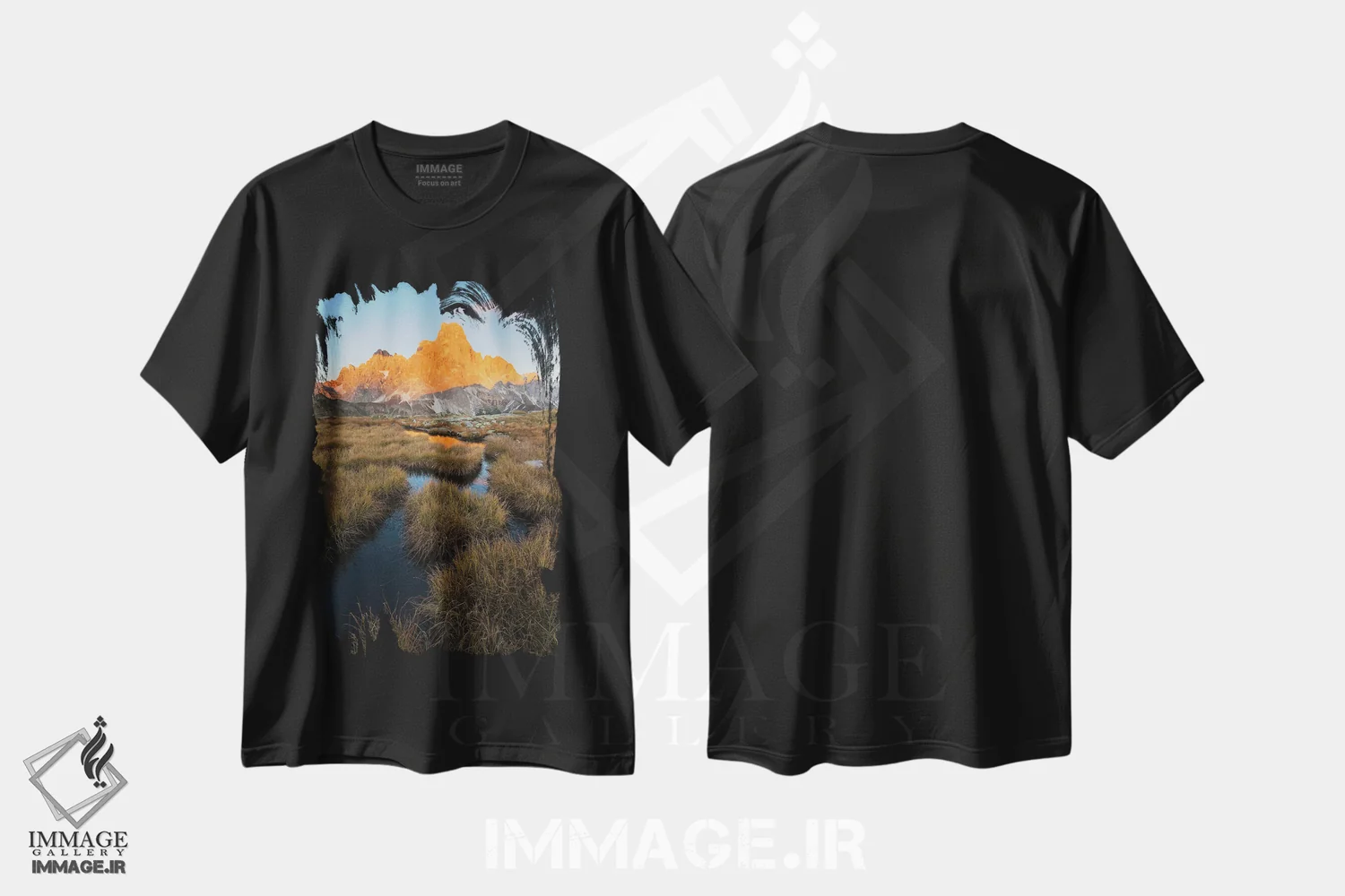 تیشرت مشکی طرح دار – تیشرت طبیعت ,دولومیت ها اثر مائورو باتیستلی فروشگاه ایماژ