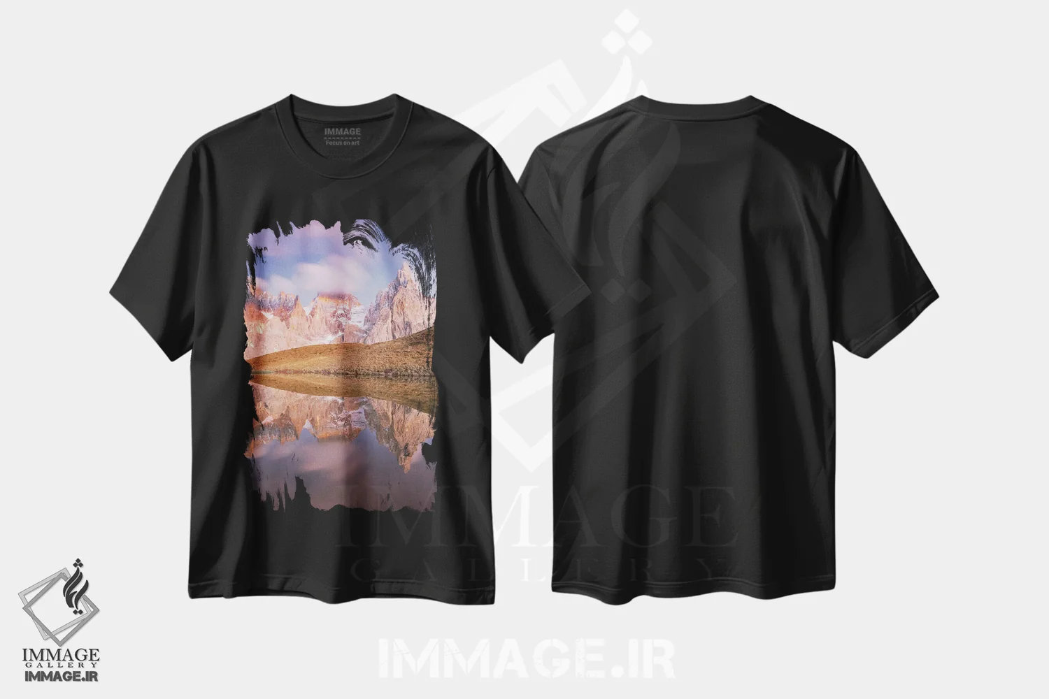 تیشرت مشکی طرح دار – تیشرت طبیعت ,بازتاب دولومیت اثر مائورو باتیستلی immage.ir