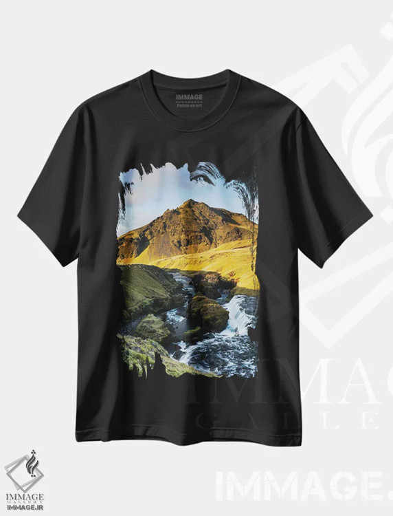 تیشرت مشکی طرح دار – تیشرت طبیعت ,بر فراز اسکگافوس اثر مائورو باتیستلی immage.ir