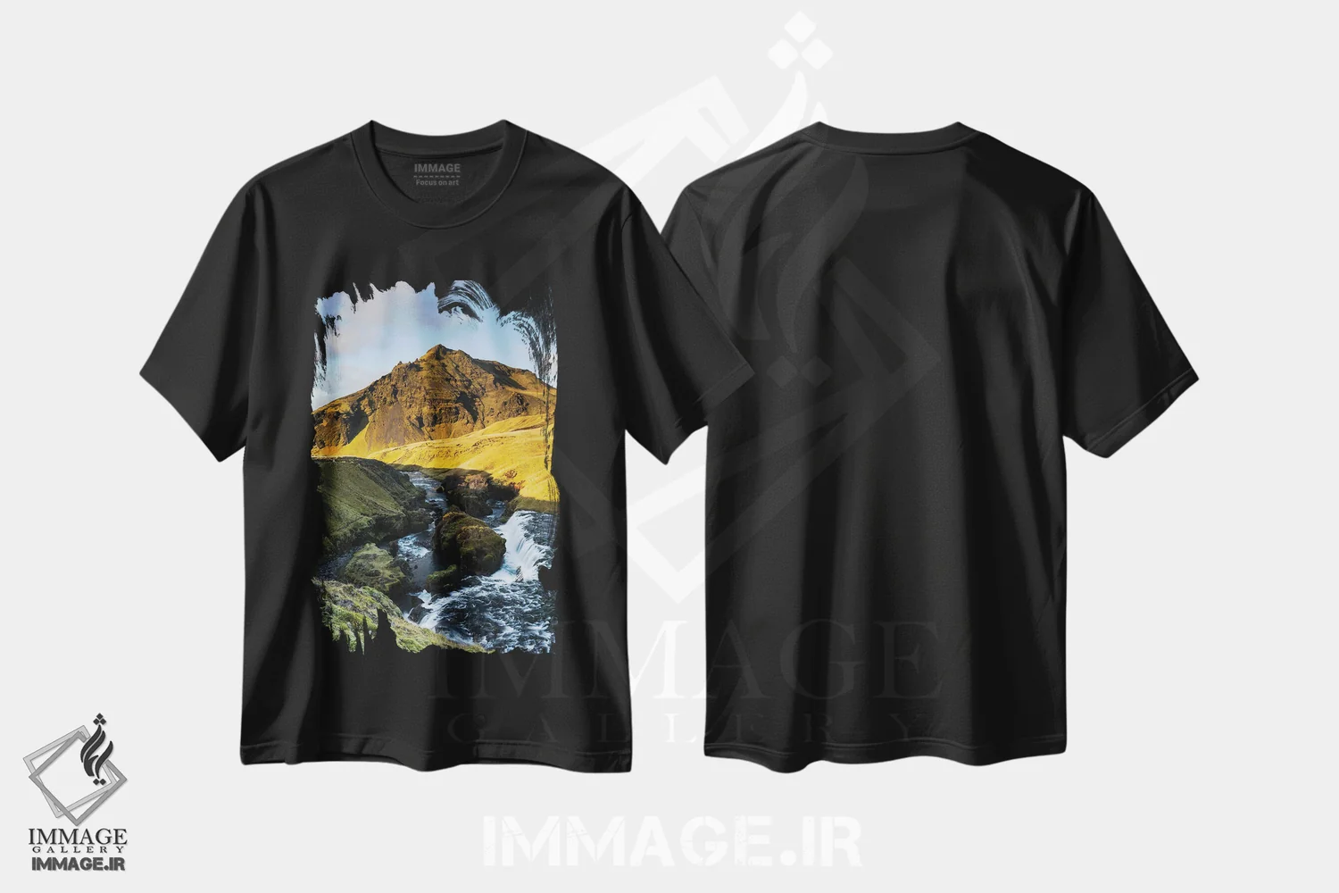 تیشرت مشکی طرح دار – تیشرت طبیعت ,بر فراز اسکگافوس اثر مائورو باتیستلی immage.ir