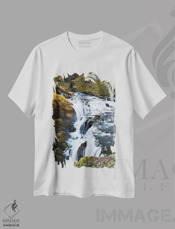 تیشرت سفید طرح دار – تیشرت طبیعت ,زیبایی آب اثر مائورو باتیستلی immage.ir