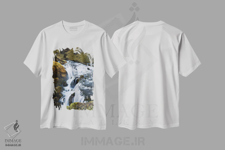 تیشرت سفید طرح دار – تیشرت طبیعت ,زیبایی آب اثر مائورو باتیستلی immage.ir