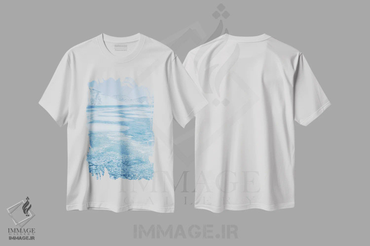 تیشرت سفید طرح دار – تیشرت مناظر برفی ,آبی اثر مائورو باتیستلی فروشگاه ایماژ