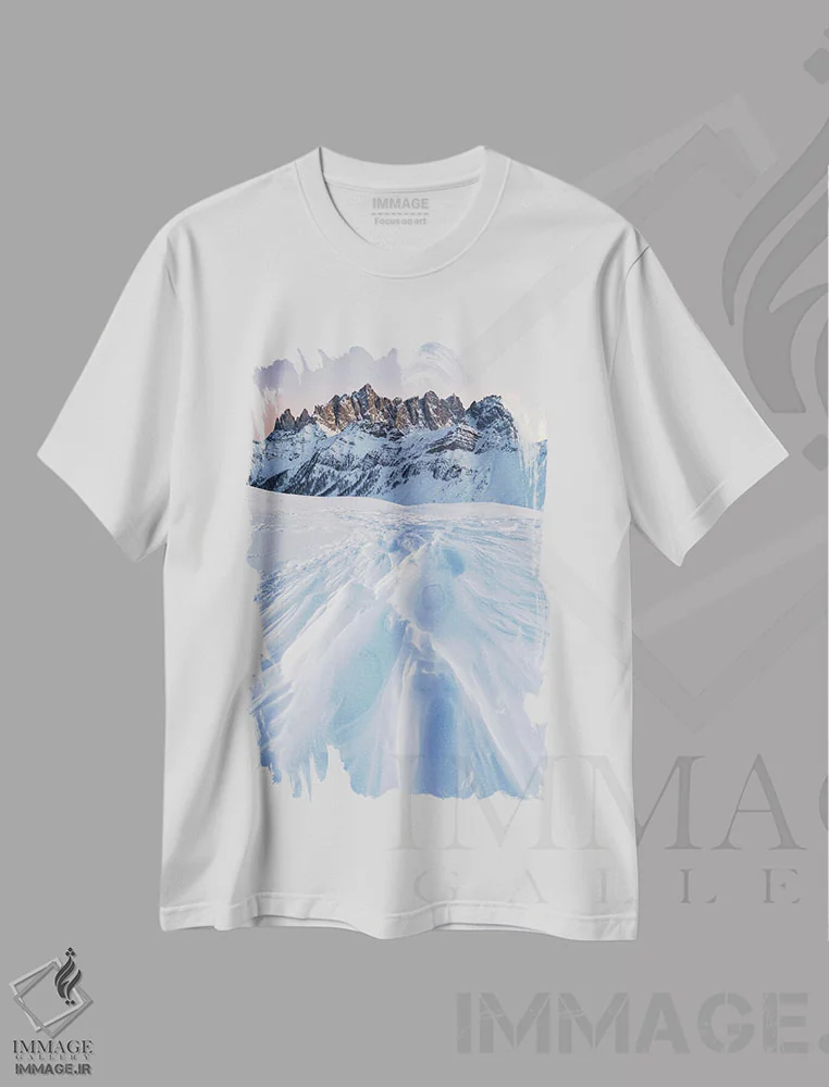 تیشرت سفید طرح دار – تیشرت برفی ,شکل های برف اثر مائورو باتیستلی فروشگاه ایماژ