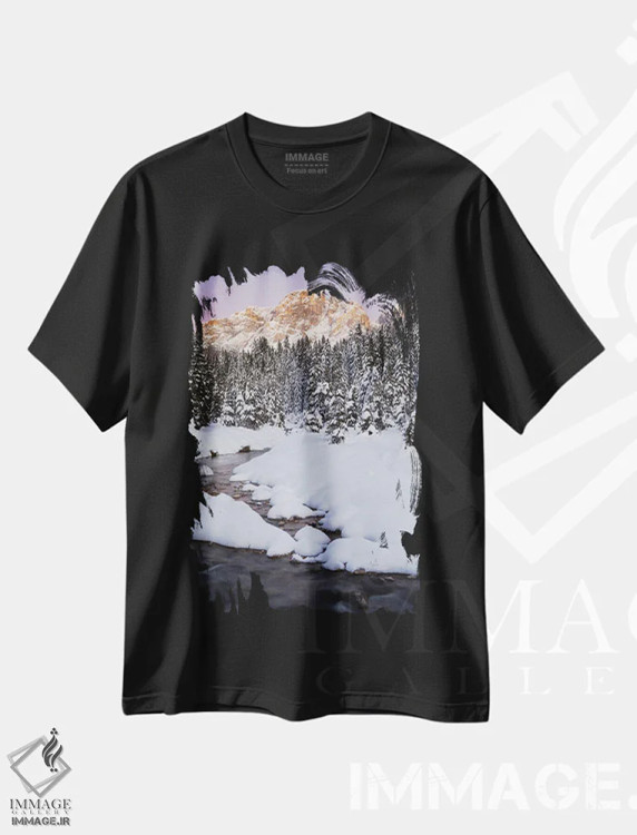 تیشرت مشکی طرح دار – تیشرت طبیعت ,دره وِنه جیا اثر مائورو باتیستلی فروشگاه ایماژ