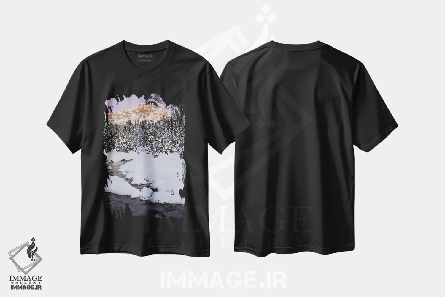 تیشرت مشکی طرح دار – تیشرت طبیعت ,دره وِنه جیا اثر مائورو باتیستلی فروشگاه ایماژ