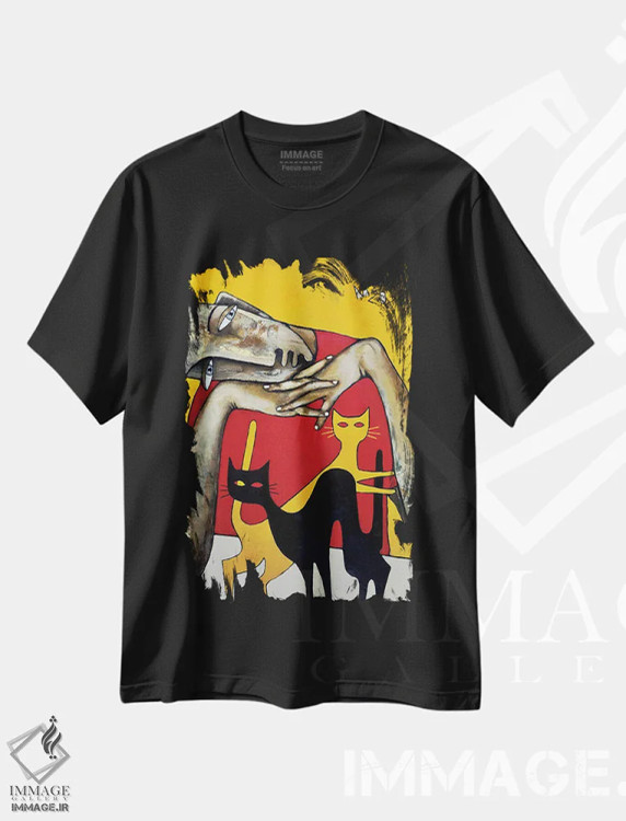 تیشرت مشکی طرح دار – تیشرت هنری ,تخیل مهار شده اثر میخائیل بارانوفسکی immage.ir