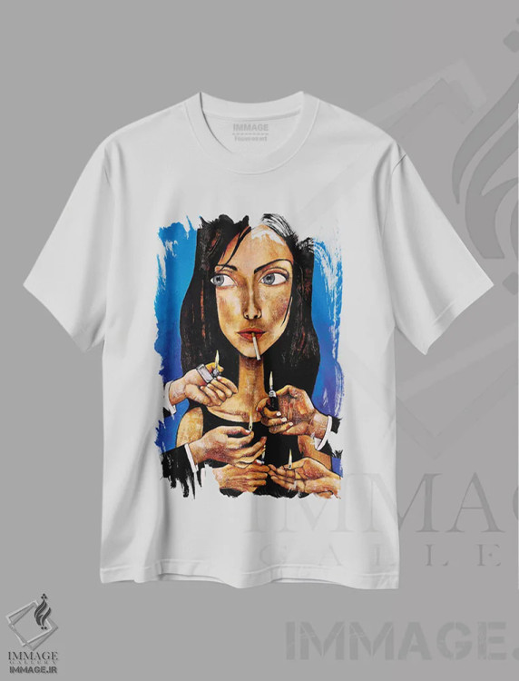 تیشرت سفید طرح دار – تیشرت هنری ,چراغ های شهر اثر میخائیل بارانوفسکی فروشگاه ایماژ