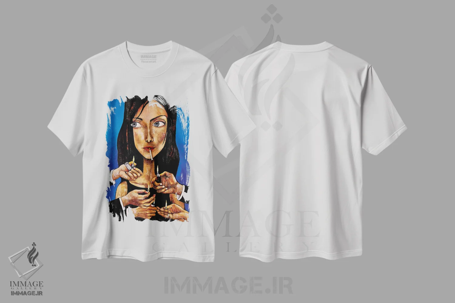 تیشرت سفید طرح دار – تیشرت هنری ,چراغ های شهر اثر میخائیل بارانوفسکی فروشگاه ایماژ