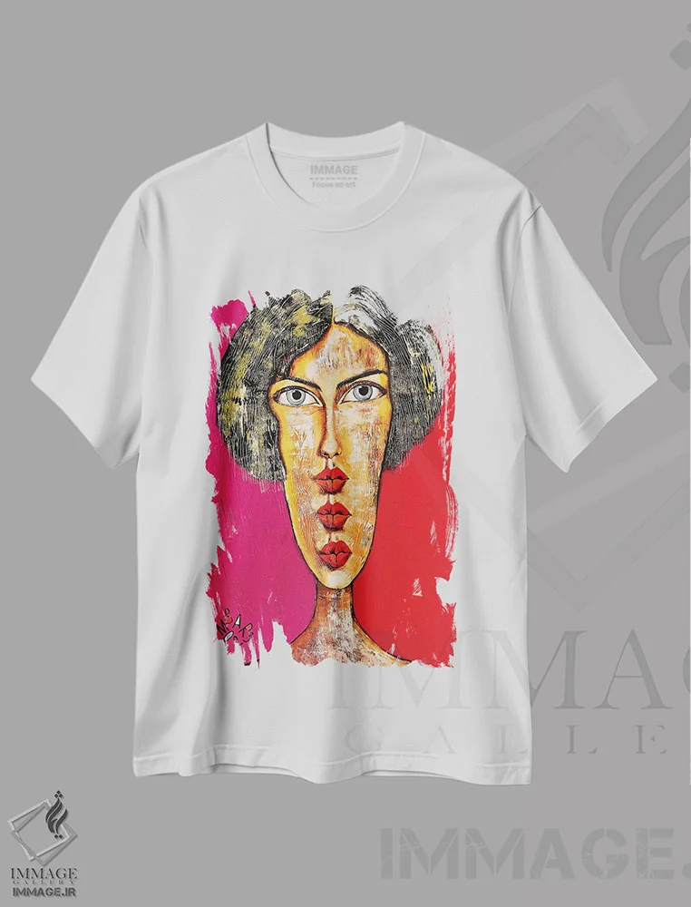 تیشرت سفید طرح دار – تیشرت هنری ,سه بوسه اثر میخائیل بارانوفسکی immage.ir