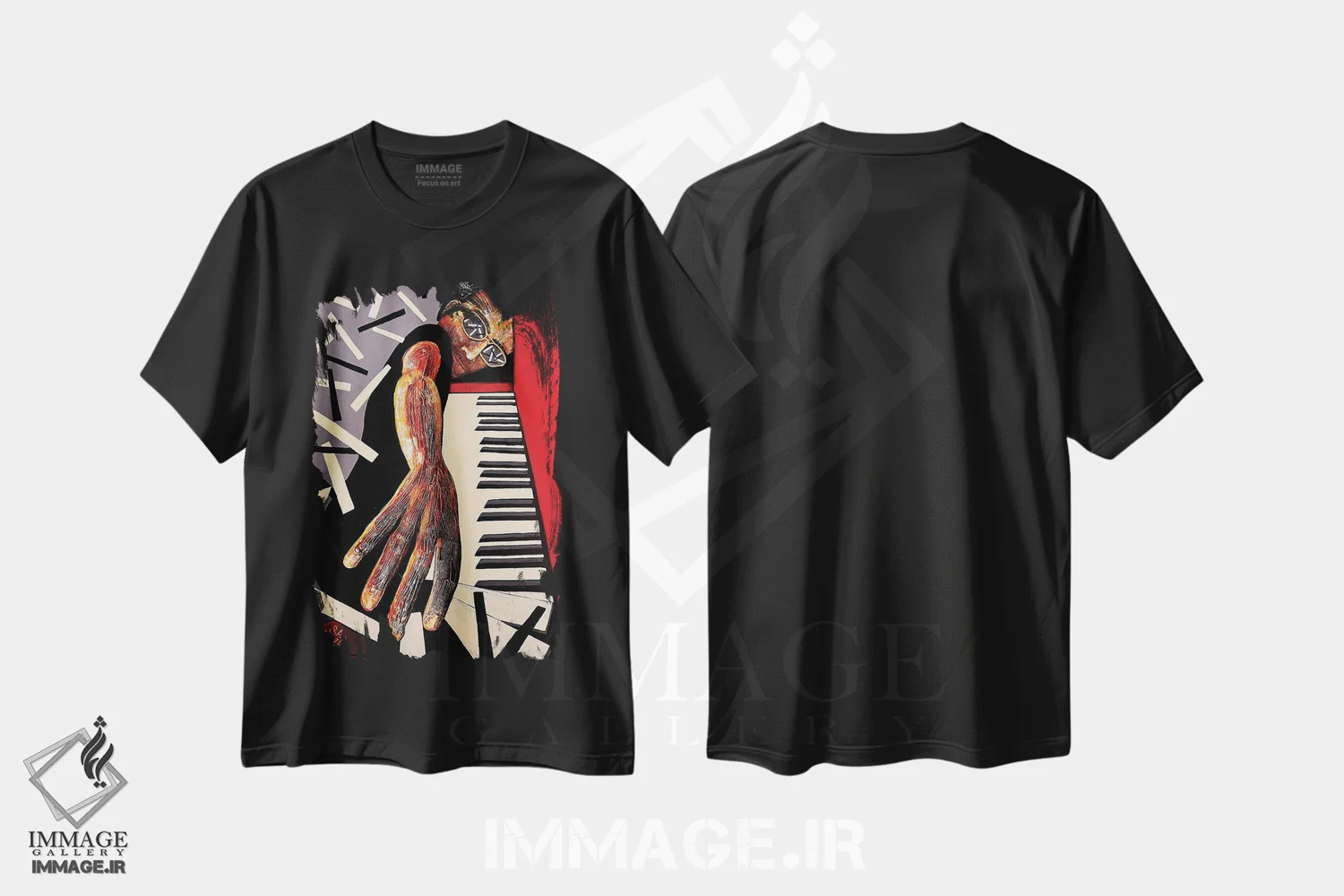 تیشرت مشکی طرح دار – تیشرت موسیقی ,گلیساندو اثر میخائیل بارانوفسکی immage.ir