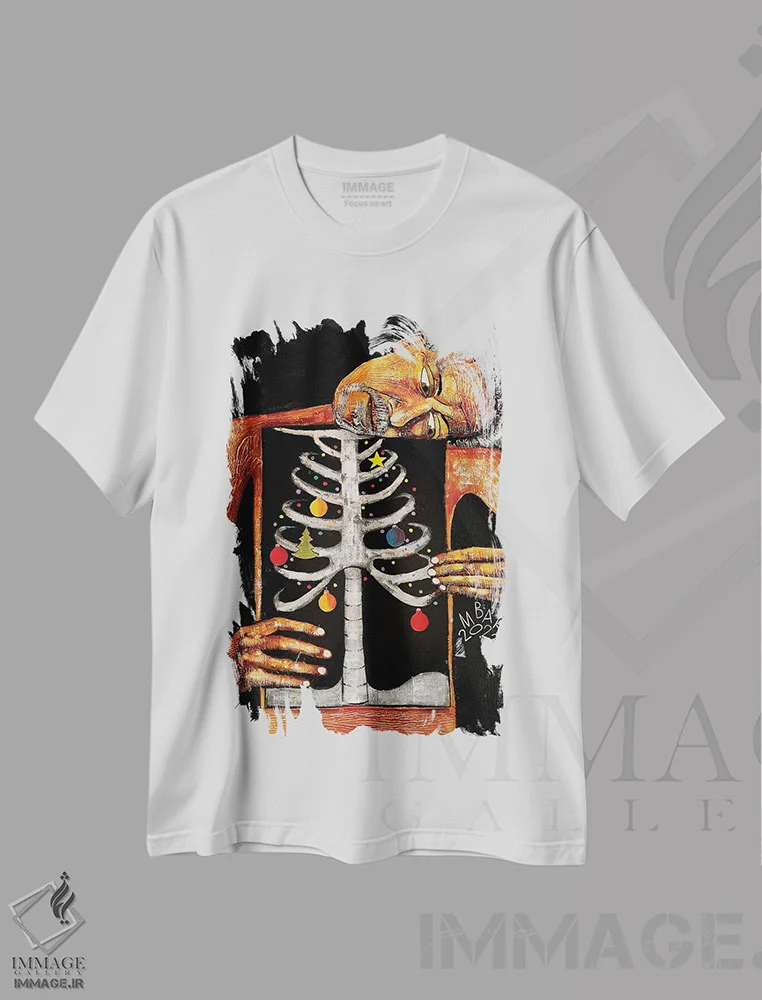تیشرت سفید طرح دار – تیشرت کریسمس ,ضیافتی که همیشه با توست اثر میخائیل بارانوفسکی immage.ir