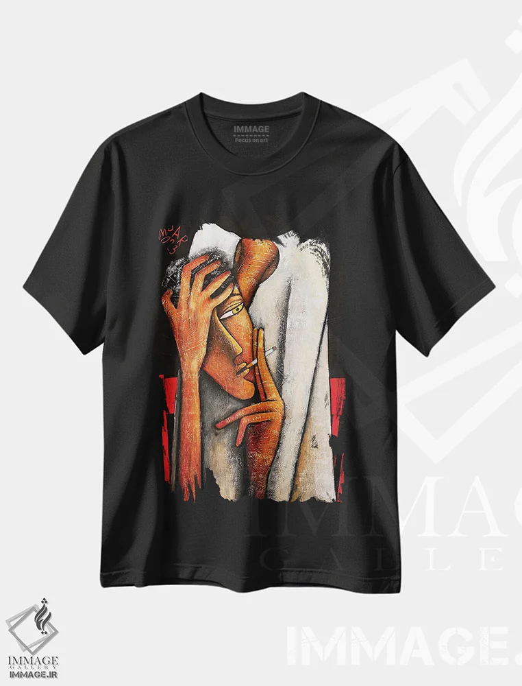 تیشرت مشکی طرح دار – تیشرت هنری ,این نیز بگذرد اثر میخائیل بارانوفسکی immage.ir
