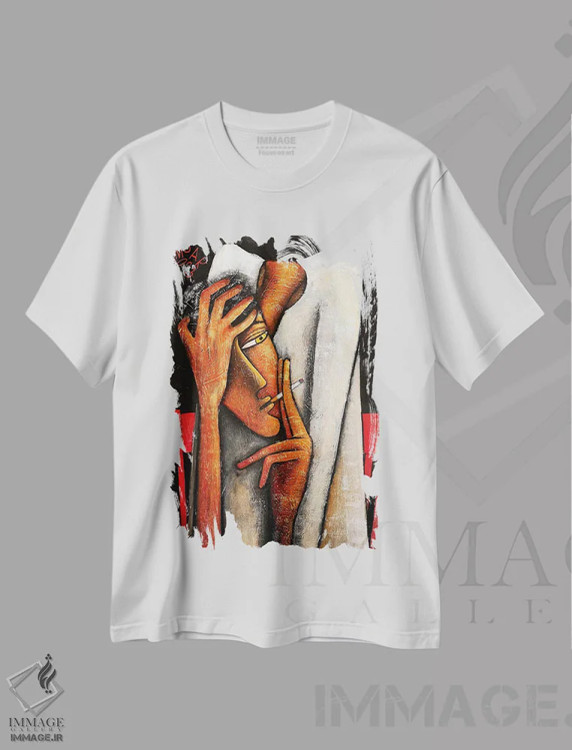 تیشرت سفید طرح دار – تیشرت هنری ,این نیز بگذرد اثر میخائیل بارانوفسکی فروشگاه ایماژ