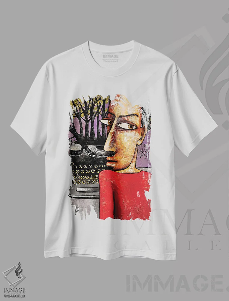 تیشرت سفید طرح دار – تیشرت هنری ,جنگل عمیق اثر میخائیل بارانوفسکی فروشگاه ایماژ