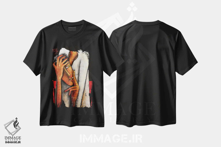 تیشرت مشکی طرح دار – تیشرت هنری ,این نیز بگذرد اثر میخائیل بارانوفسکی immage.ir