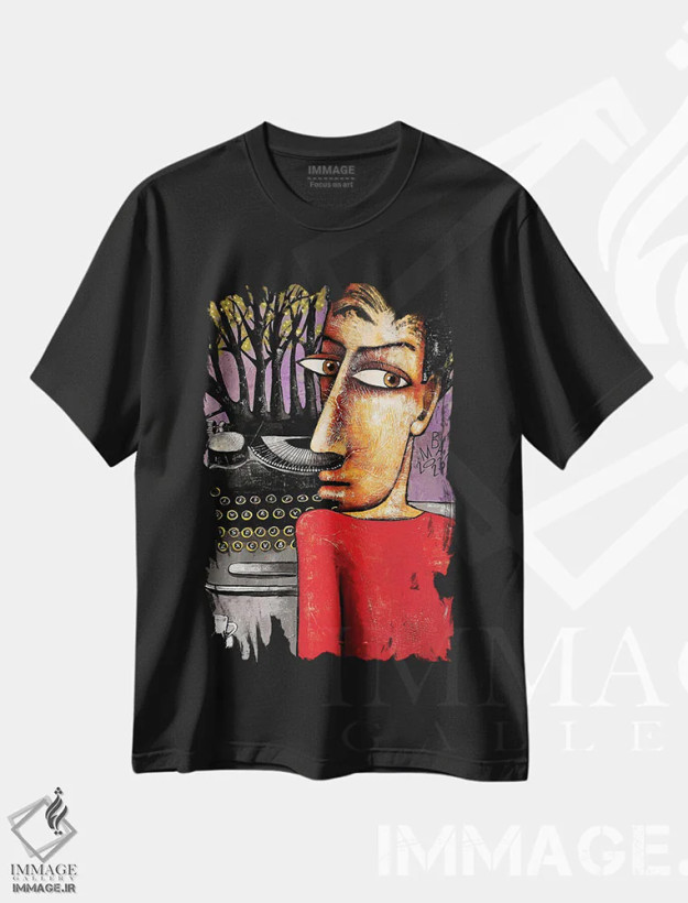 تیشرت مشکی طرح دار – تیشرت هنری ,جنگل عمیق اثر میخائیل بارانوفسکی immage.ir