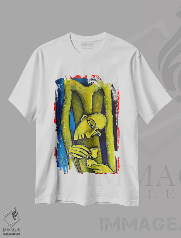 تیشرت سفید طرح دار – تیشرت هنری ,لونگو اثر میخائیل بارانوفسکی فروشگاه ایماژ