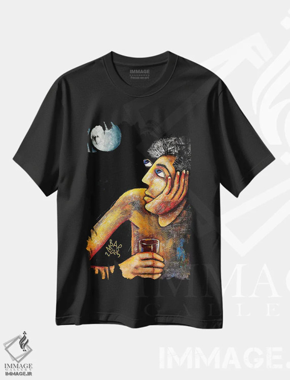 تیشرت مشکی طرح دار – تیشرت گرافیکی ,تقاطع دو ماه اثر میخائیل بارانوفسکی فروشگاه ایماژ