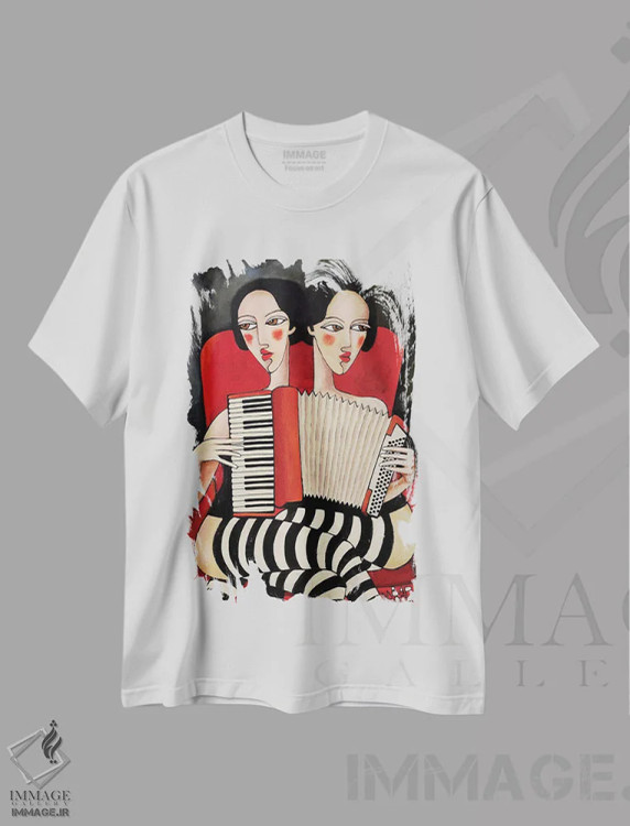 تیشرت سفید طرح دار – تیشرت هنری ,سیرک لعنتی اثر میخائیل بارانوفسکی فروشگاه ایماژ