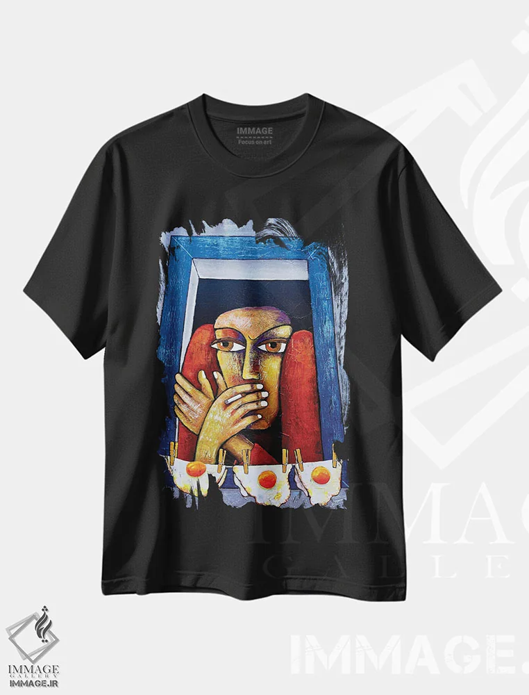 تیشرت مشکی طرح دار – تیشرت هنری ,تخم نمایش اثر میخائیل بارانوفسکی فروشگاه ایماژ
