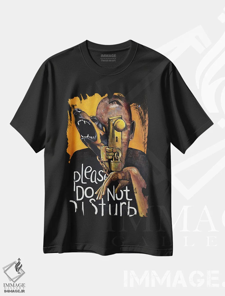 تیشرت مشکی طرح دار – تیشرت هنری ,لطفاً مزاحم نشوید اثر میخائیل بارانوفسکی immage.ir