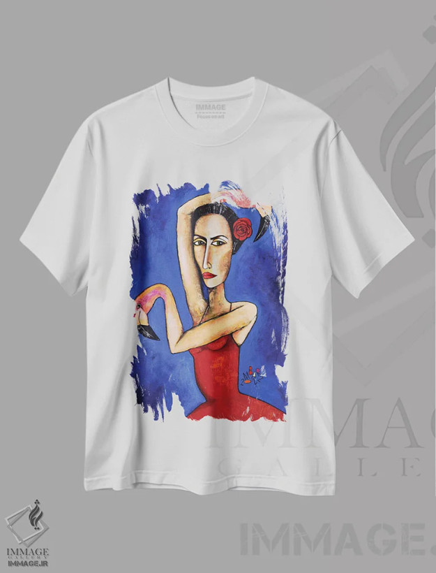 تیشرت سفید طرح دار – تیشرت هنری ,فلامنکو-فلامینگو اثر میخائیل بارانوفسکی فروشگاه ایماژ