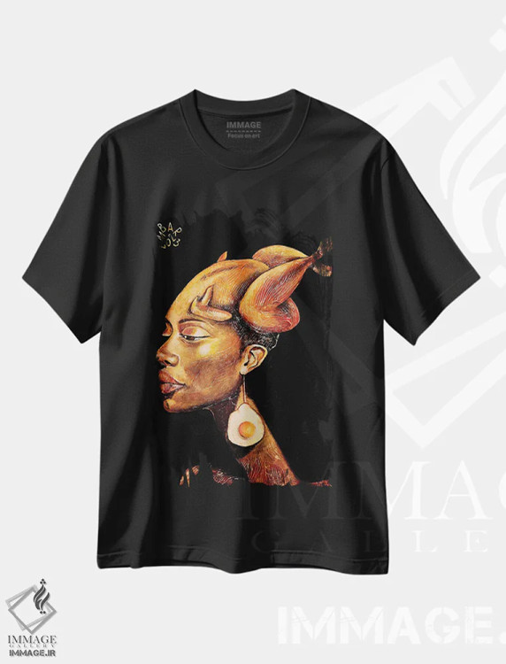 تیشرت مشکی طرح دار – تیشرت سورئال ,زن خوشمزه اثر میخائیل بارانوفسکی فروشگاه ایماژ