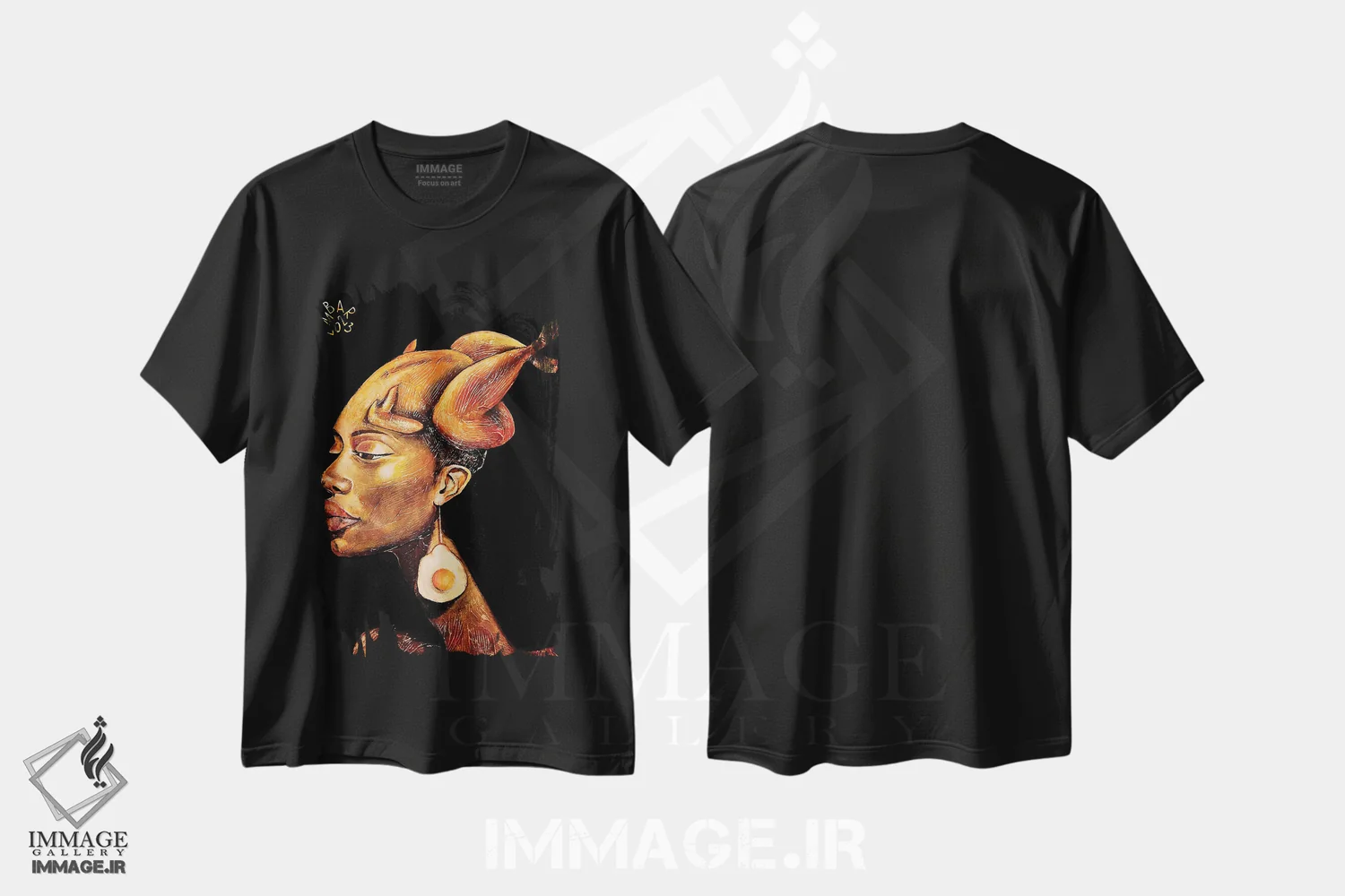 تیشرت مشکی طرح دار – تیشرت سورئال ,زن خوشمزه اثر میخائیل بارانوفسکی فروشگاه ایماژ