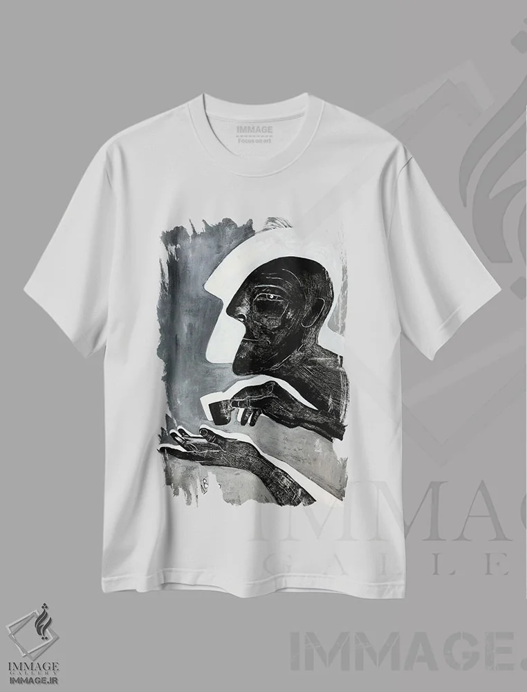 تیشرت سفید طرح دار – تیشرت هنری ,قهوه سیاه اثر میخائیل بارانوفسکی فروشگاه ایماژ